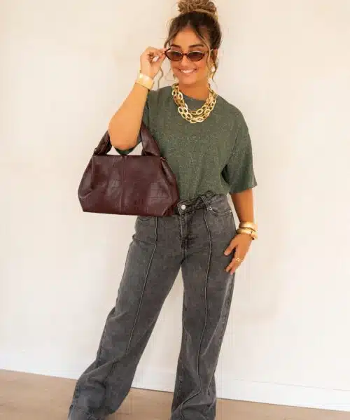 Aya Glitter Top Khaki | - Afbeelding 6
