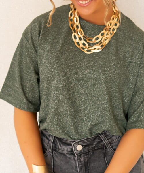 Alternative view of Aya Glitter Top Khaki |