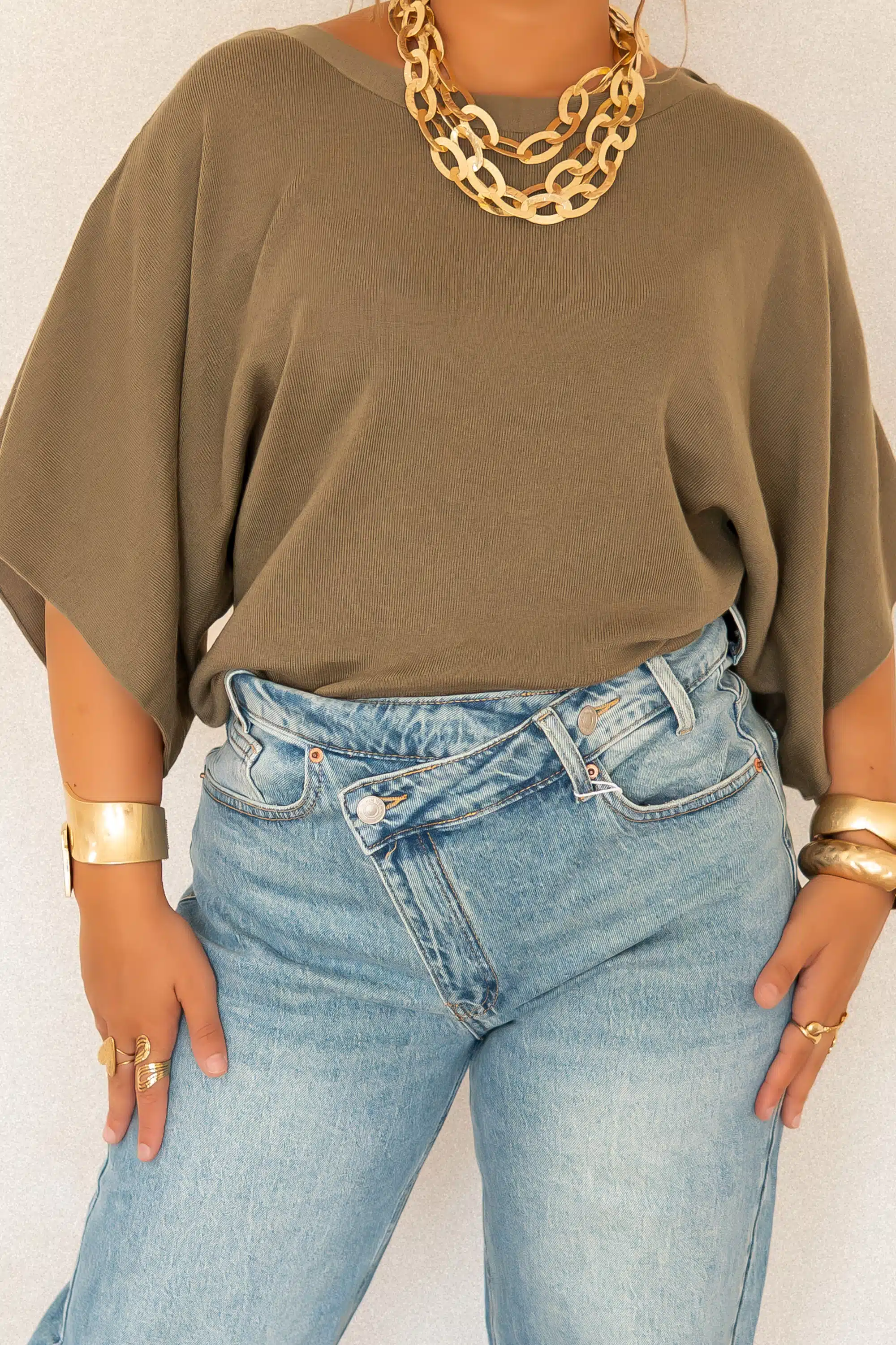 Bowy Button Sweater Khaki~ - Afbeelding 4