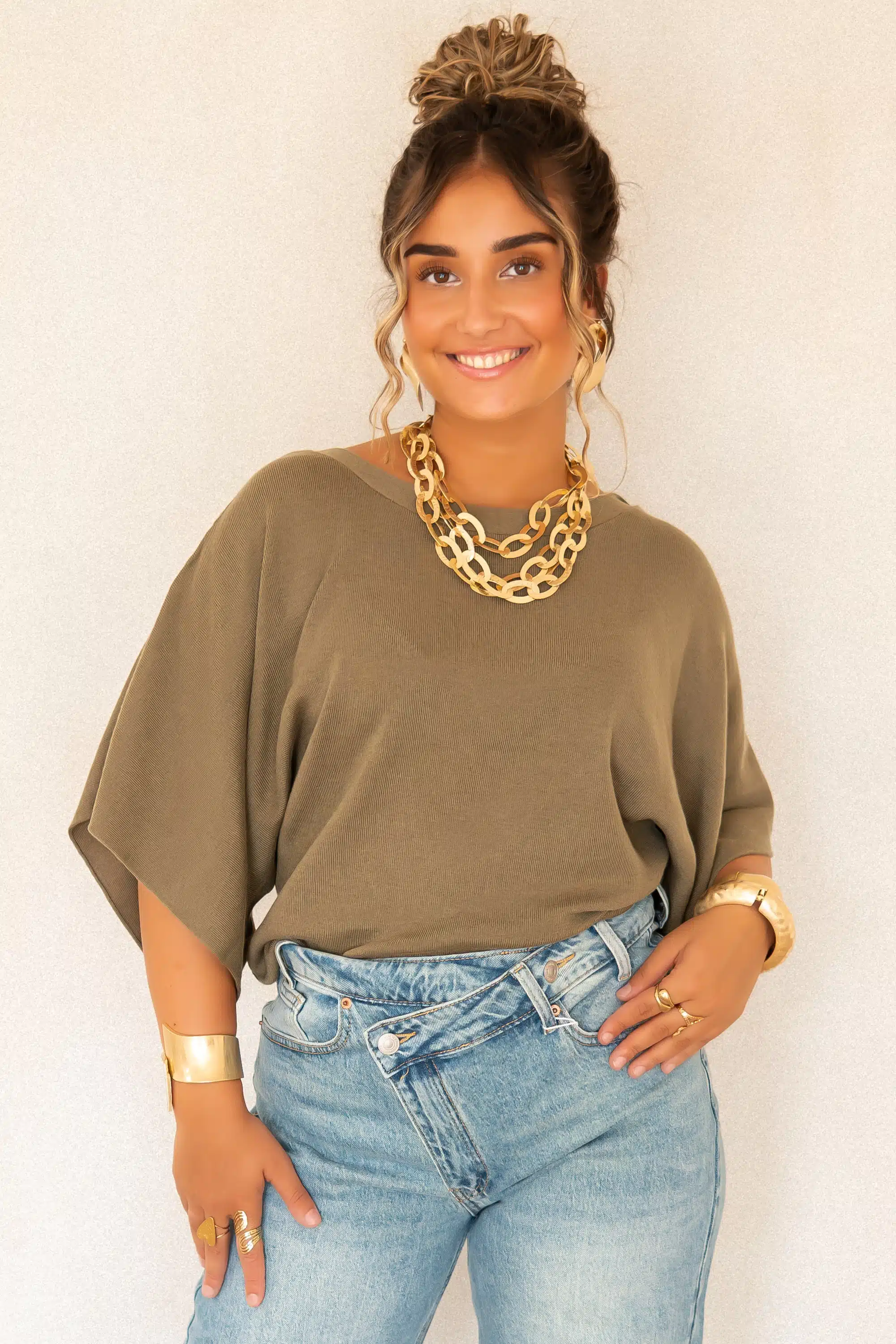 Bowy Button Sweater Khaki~ - Afbeelding 7
