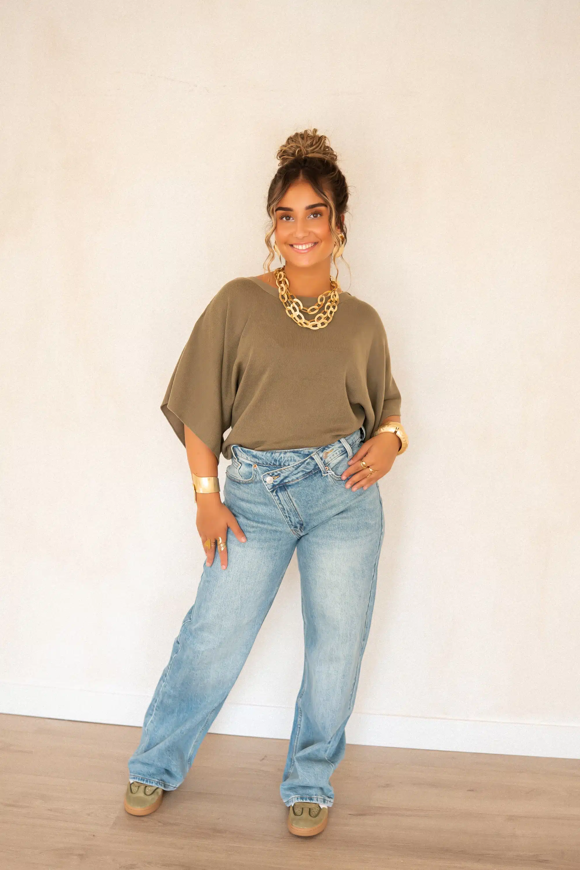 Bowy Button Sweater Khaki~ - Afbeelding 6