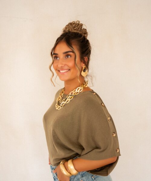 Bowy Button Sweater Khaki~