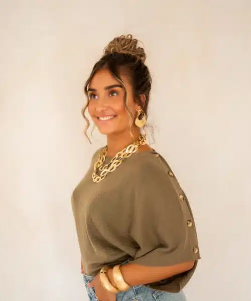 Bowy Button Sweater Khaki~