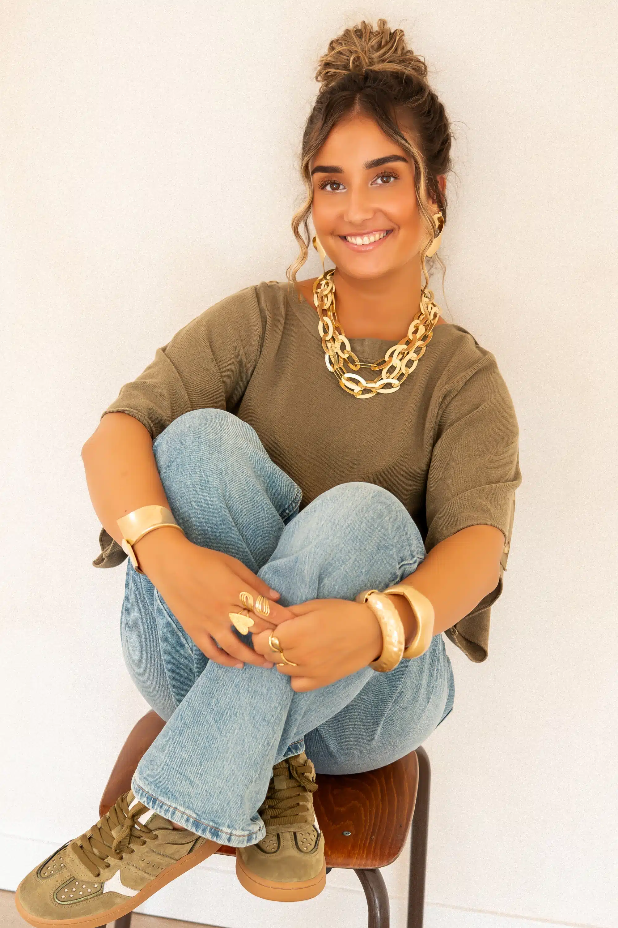Bowy Button Sweater Khaki~ - Afbeelding 5