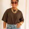 Aya Glitter Top Brown |