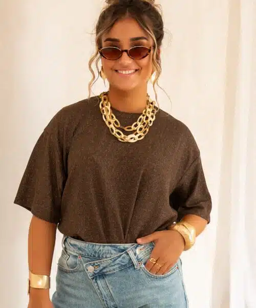 Aya Glitter Top Brown |