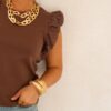 Juun Ruffle Top Brown .