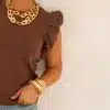 Juun Ruffle Top Brown .
