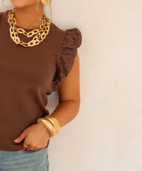 Juun Ruffle Top Brown .