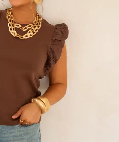 Juun Ruffle Top Brown .