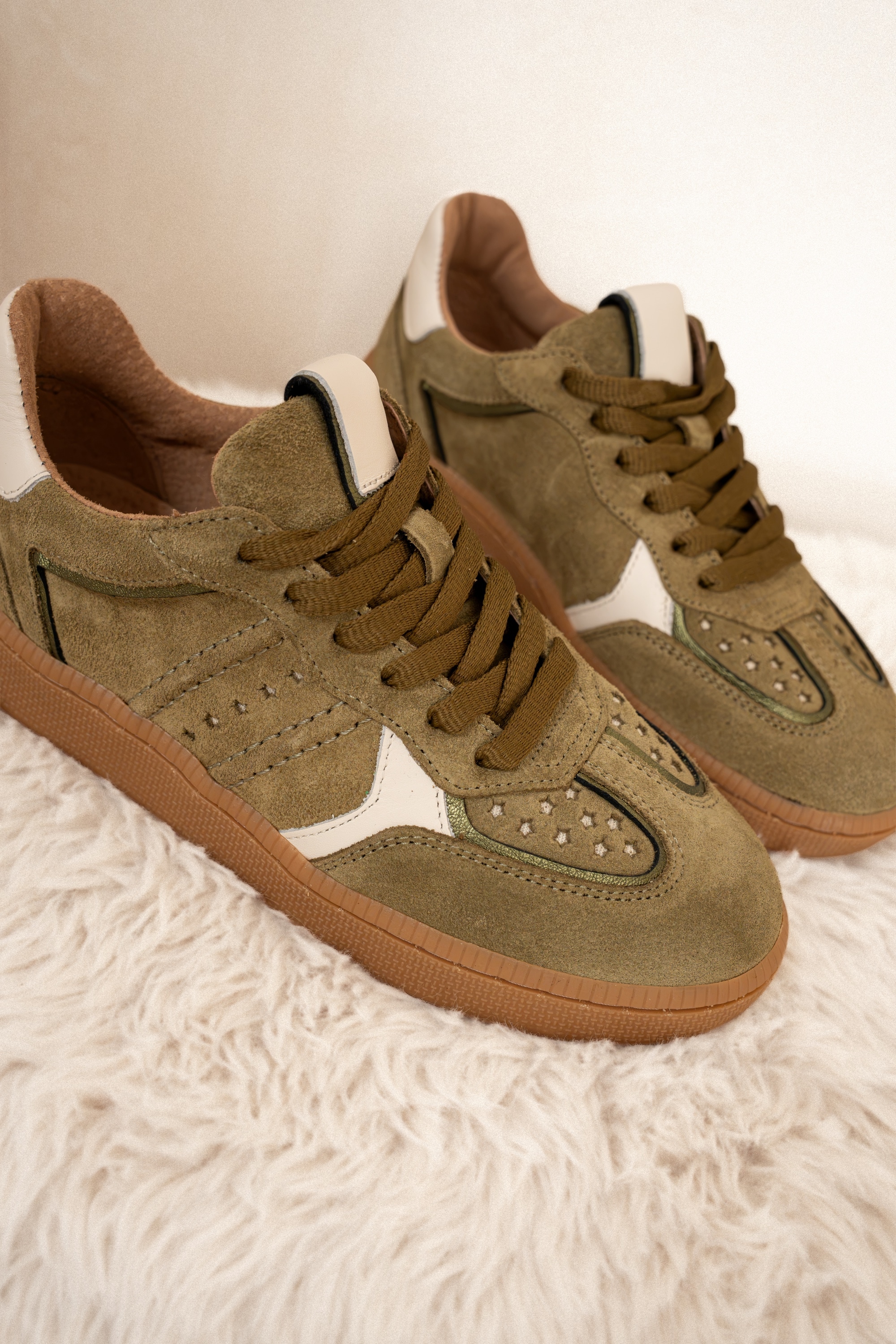 Dwrs Mirabel Olive Off White Sneaker - Afbeelding 4
